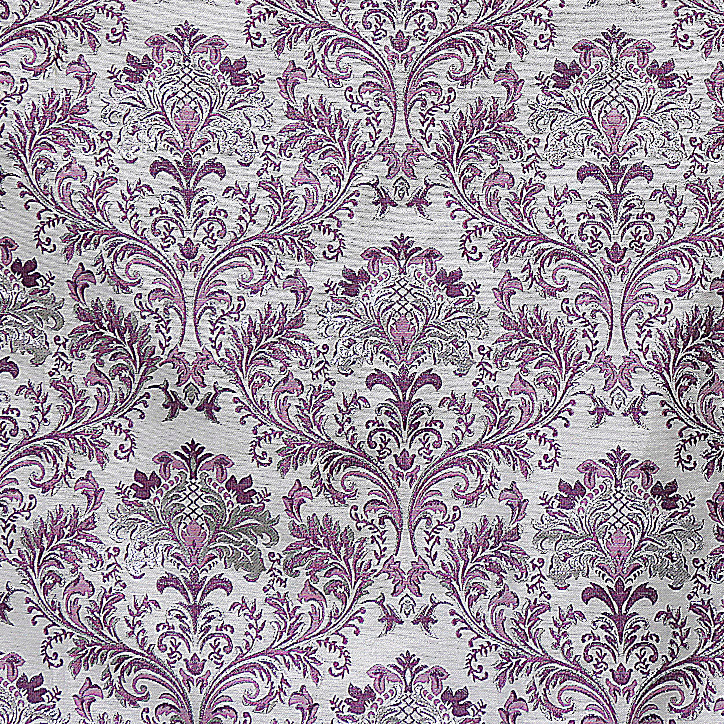 Purple & Silver Damask Fabric By The Yard Jacquard Fabric Etsy