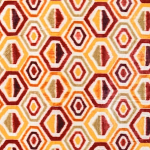 Gelb, Orange, Burgund & Grün Samt Stoff Meterware, Polster Vorhang Meterware, Digitaldruck
