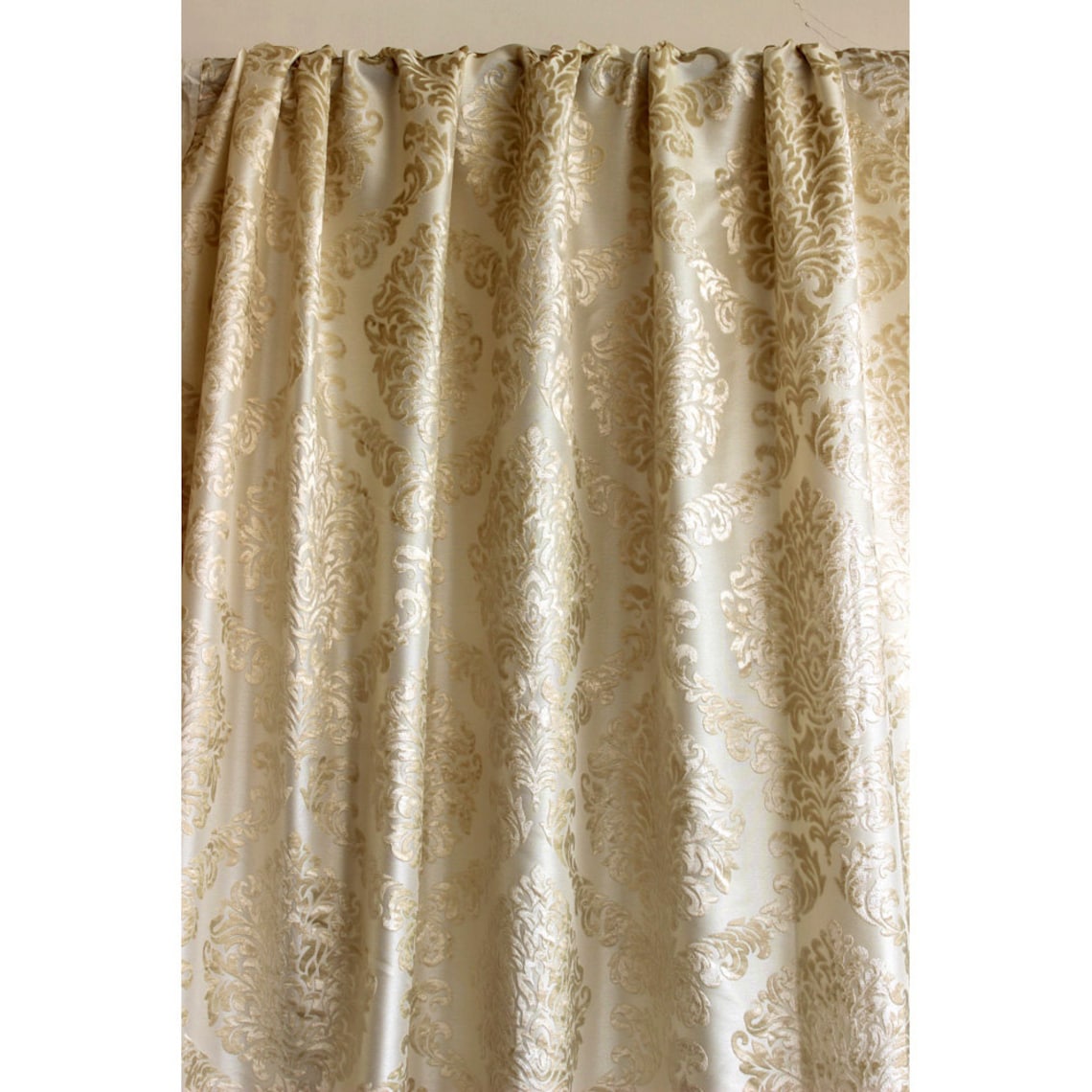 Light Gold N Ivory Damask Grommet Lined Curtain in Light Gold Etsy