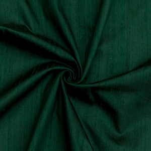 Bottle Green 100% Pure Silk Fabric by the Yard, 41 inch Pure Silk Dupioni Fabric, Wholesale Slub Silk fabric for Curtains, Drapery, Dresses