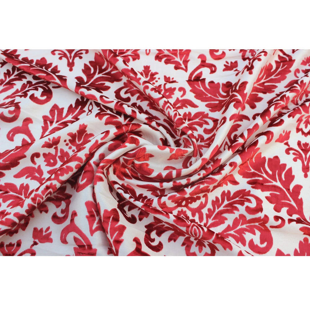 Cayenne Red Damask Fabric by the Yard Upholstery Curtain Etsy