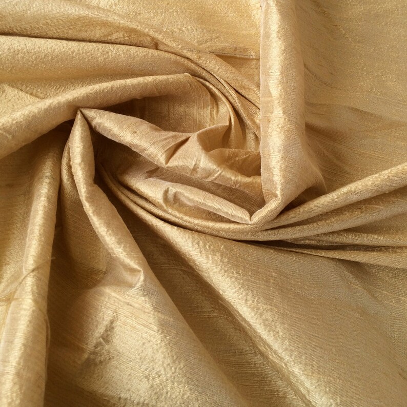 Light Gold Silk Fabric By The Yard Silk Fabric Silk Dupioni Etsy
