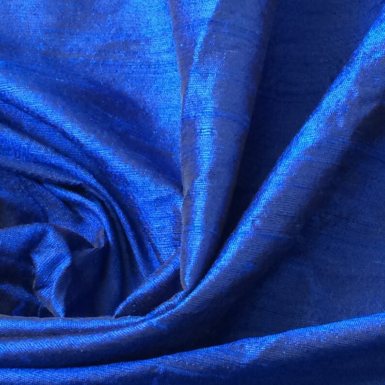 Blue 100 Percent Pure Silk Fabric By The Yard Pure Silk Etsy