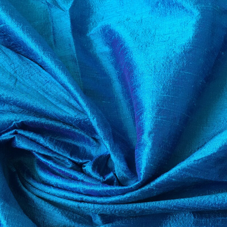 Bright Blue Silk Fabric By The Yard Silk Fabric Silk Dupioni Etsy