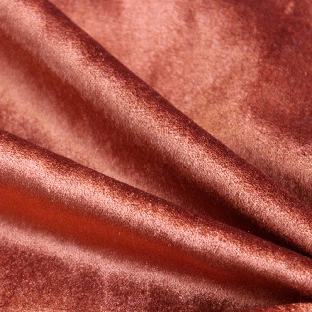 Rust Cotton Velvet Upholstery Weight Fabric Commercial Curtain Etsy