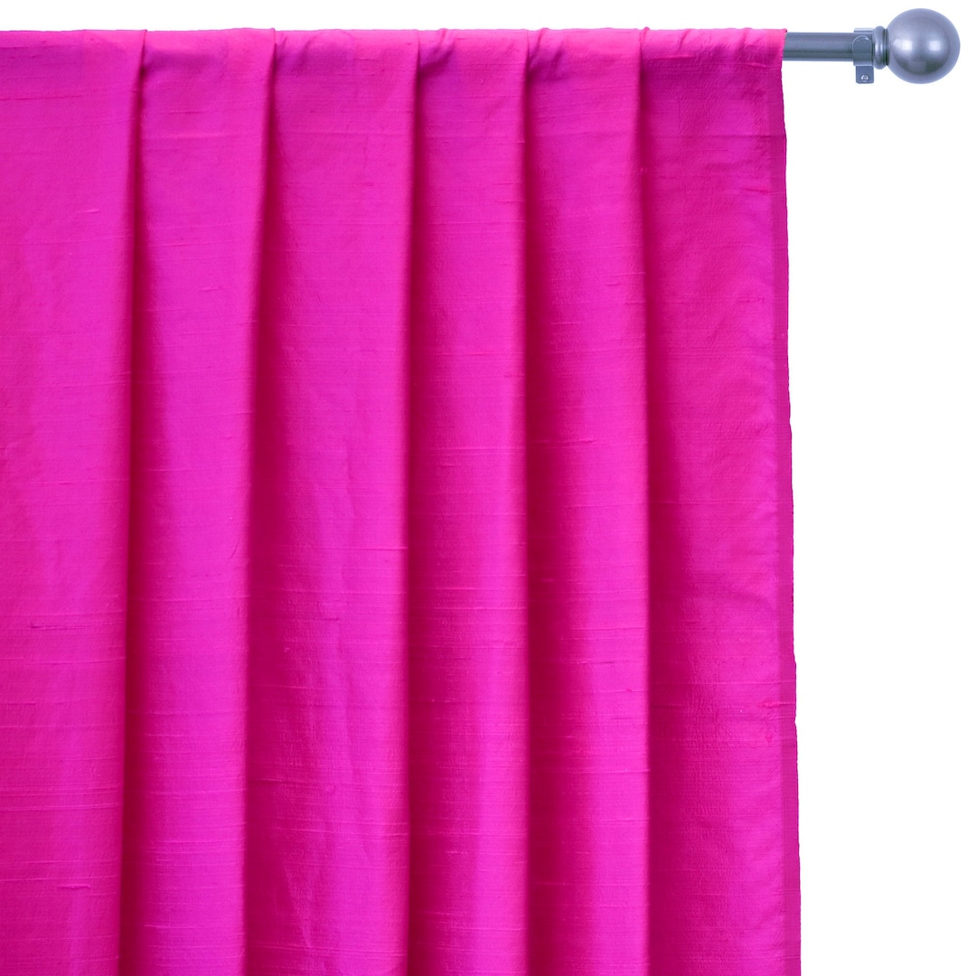 Fuchsia Pink Silk Dupioni Curtain Panels rod Pocket, Grommet, Box Pleat