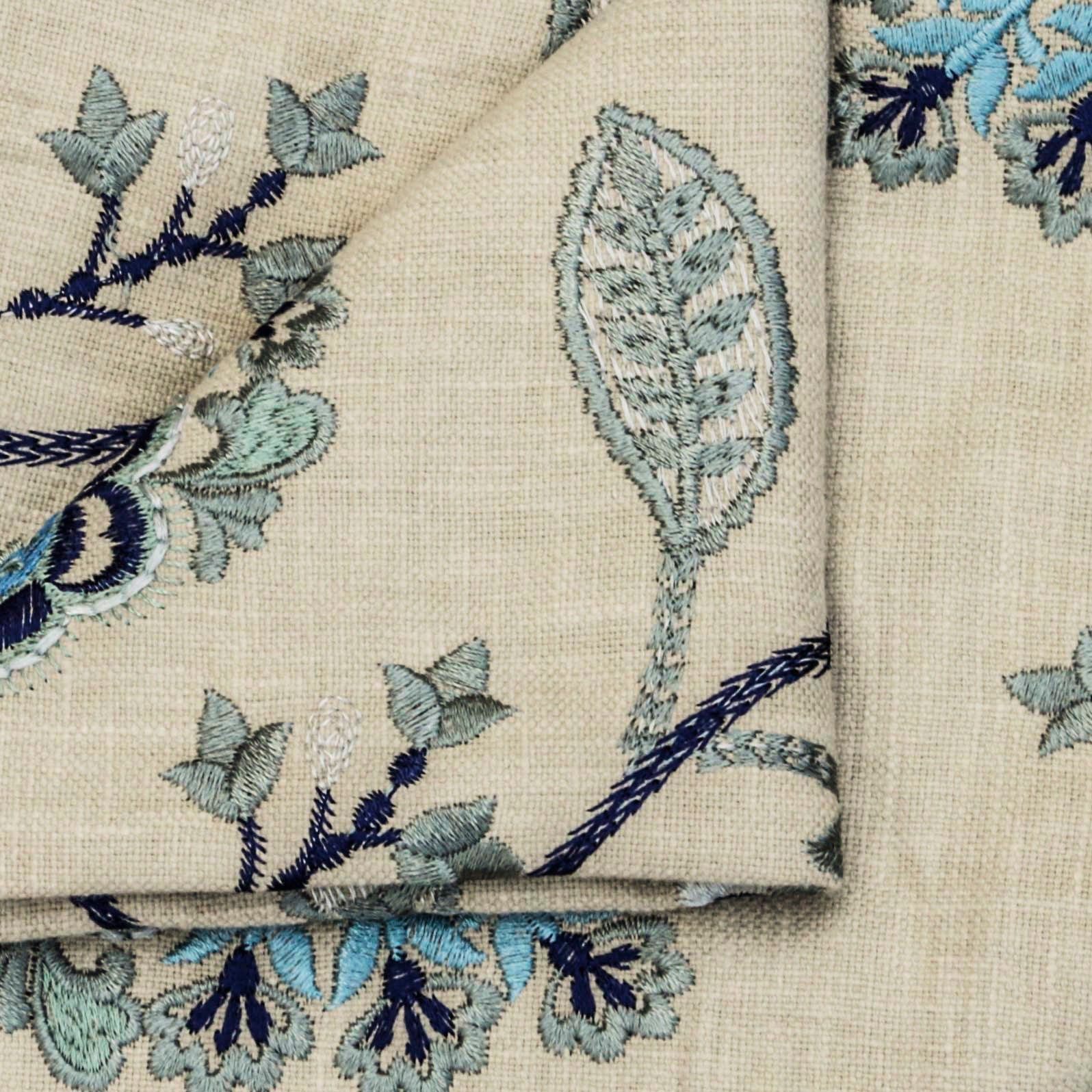 Blue Flowers Embroidered Fabric by the Yard Cotton Linen Etsy Australia