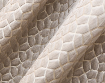 Cream Hexagon Geometric Fabric By The Yard / Metre, Jacquard Weave Fabric, Upholstery Curtain Fabric, Wholesale Fabric, Geometric Fabric