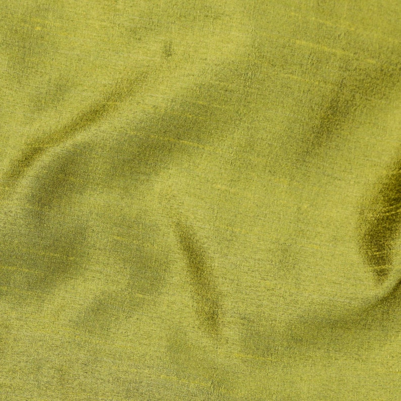 Olive Green Art Silk Fabric By The Yard, Faux Silk Curtain Fabric, Dress Fabric, Wholesale Art Silk Fabric, Slub Faux Silk Fabric image 3