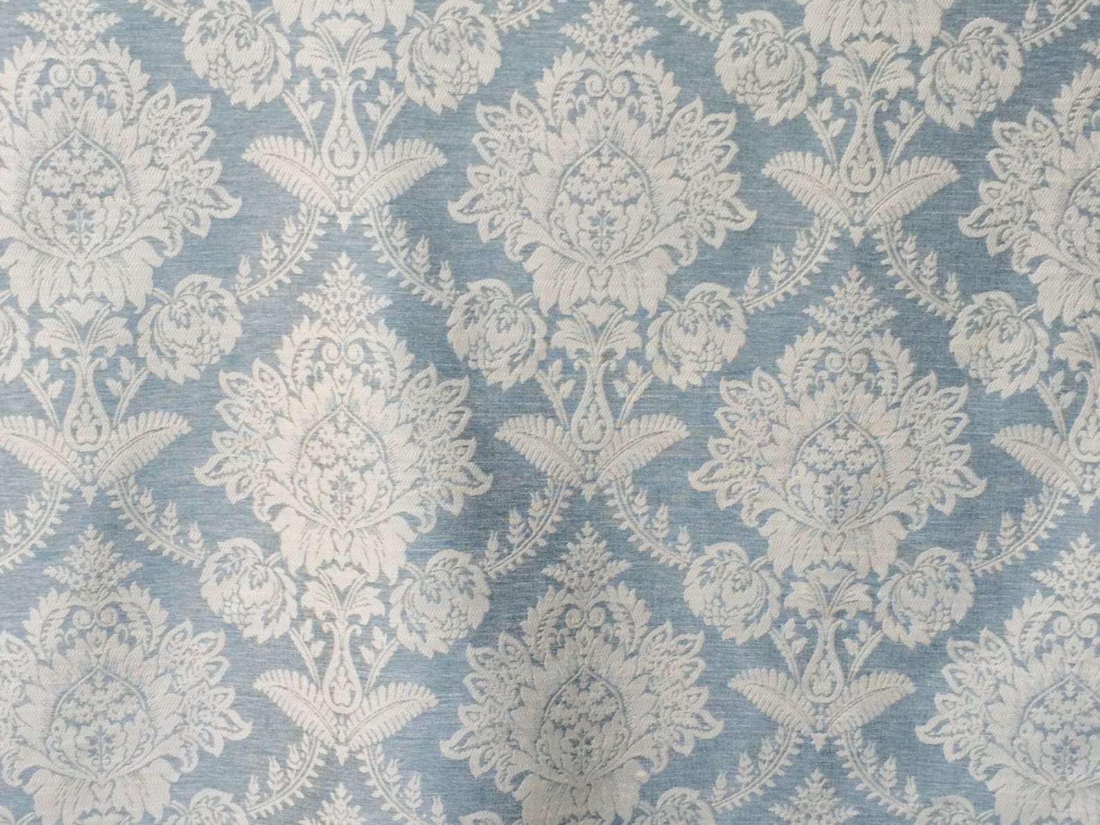Buy Teal Blue Damask Curtain Fabric by the Yard Upholstery Fabric