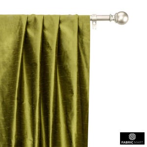 Olive Green Art Silk Fabric By The Yard / Metre, Faux Silk Curtain Fabric, Dress Fabric, Wholesale Art Silk Fabric, Slub Faux Silk Fabric image 5