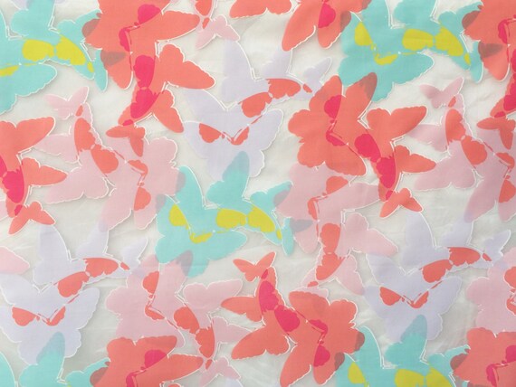 Pink Butterfly Flutter Sheer Curtain Fabric By The Yard Kids Etsy