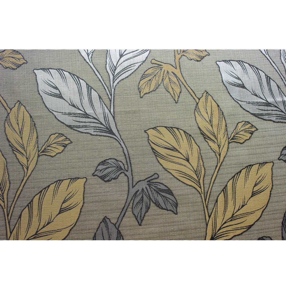 Mustard Yellow N Pearl Leaves Curtain Fabric Upholstery Fabric Etsy