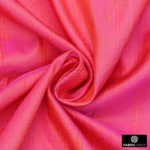 Coral Pink Silk Fabric By The Yard / Metre, 41 inch Coral Pink Dupioni Silk Fabric, Wholesale Slub Silk fabric for Wedding Dress, Curtains