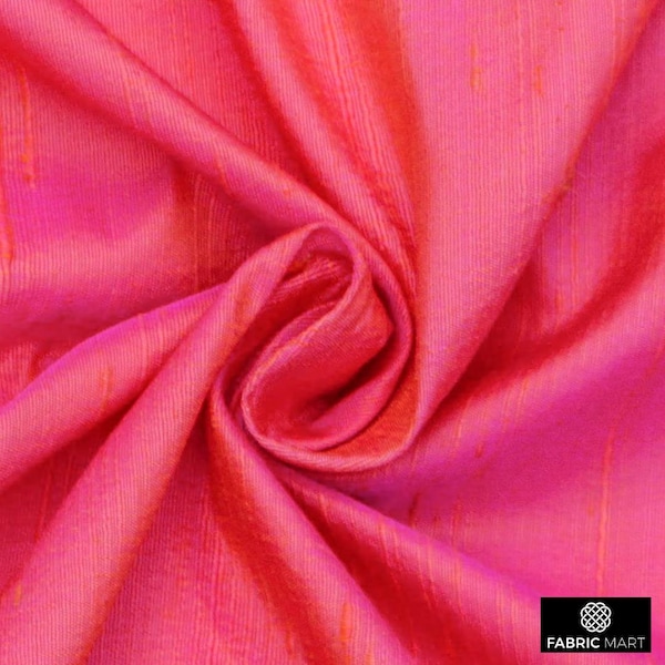 Korall Pink Seidenstoff Meterware, 41 Zoll Korall Pink Dupionseide Stoff, Slub Seide Stoff für Hochzeitskleid, Vorhänge