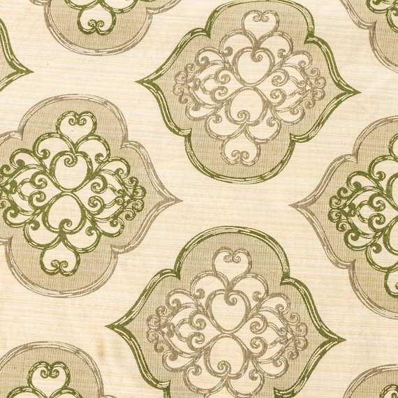 Geometric Olive Green Damask Fabric by the Yard Jacquard Etsy