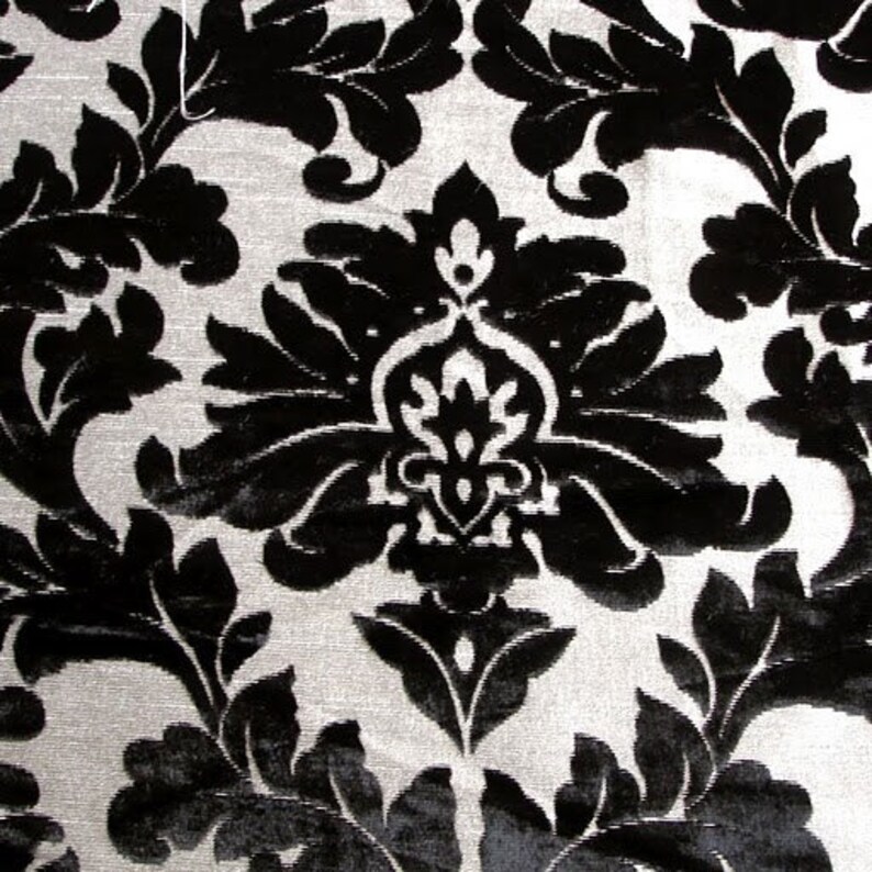 Black Heavenly Damask Burnout Velvet on Fancy Fabric Etsy