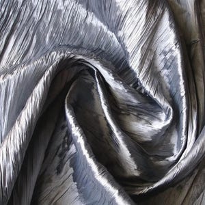 Silver Gray Crushed Faux Silk Fabric By The Yard / Metre, 35 inch wide Faux Silk Curtain Fabric, Dress Fabric, Wholesale Art Silk Fabric