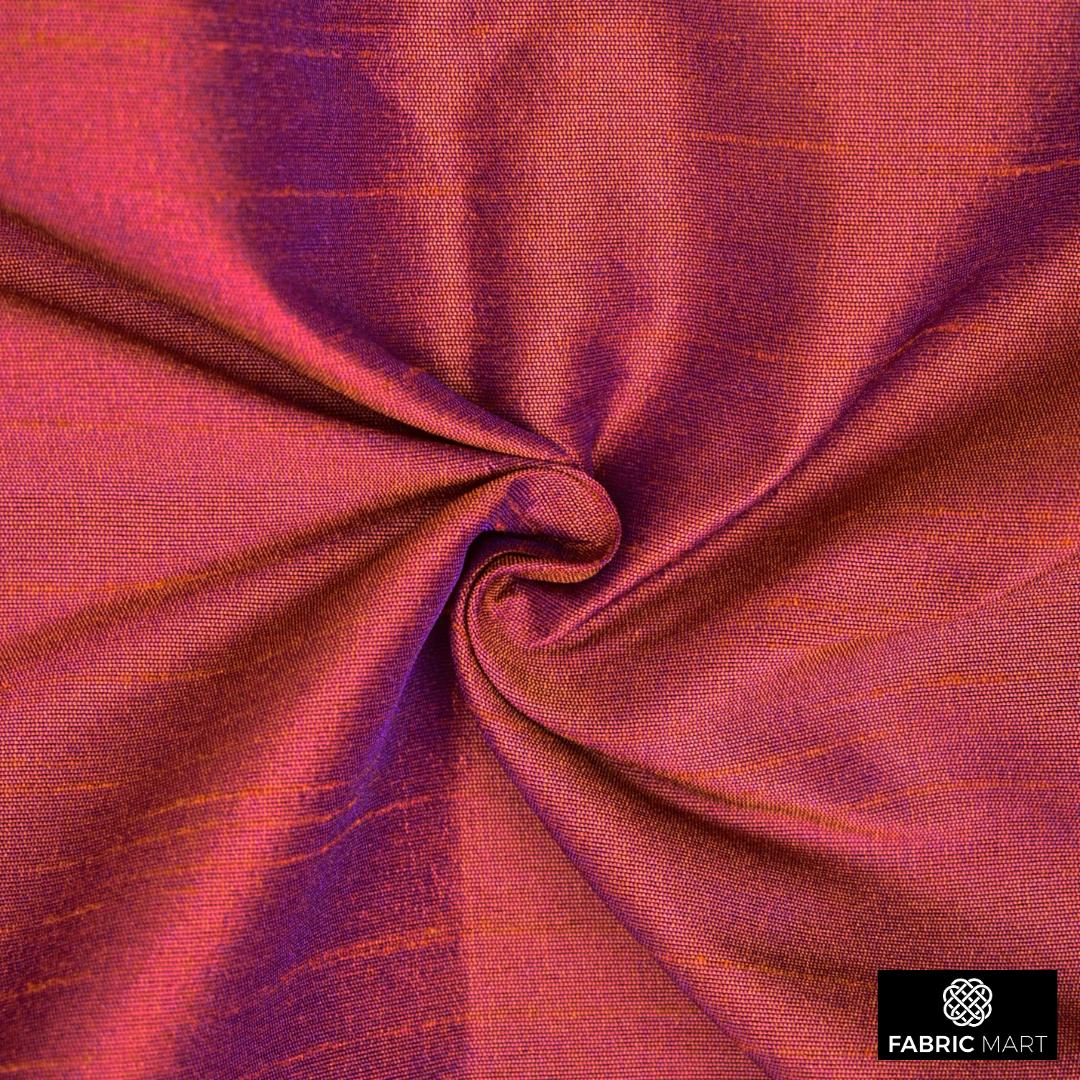 Rust And Purple Art Silk Fabric By The Yard / Metre, Iridescent Faux Silk Fabric, Bridal Fabric, Wholesale Art Silk Fabric, Slub Silk Fabric