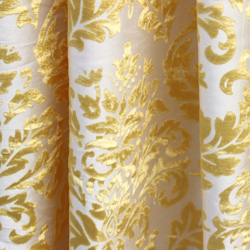 Mimosa Yellow Damask Fabric by the Yard Upholstery Curtain Etsy