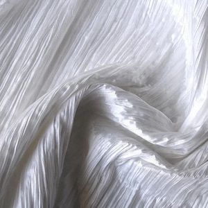 White Crushed Faux Silk Fabric By The Yard / Metre, 35 inch wide Faux Silk Curtain Fabric, Dress Fabric, Wholesale Art Silk Fabric