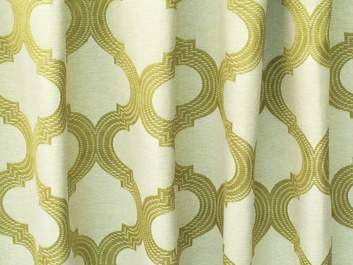 Geometric Lime Green Curtain Fabric By The Yard Upholstery | Etsy