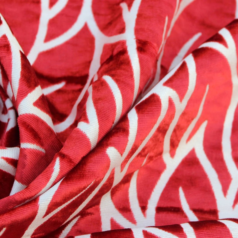 Cayenne Red Leaves Fabric by the Yard Upholstery Fabric Etsy