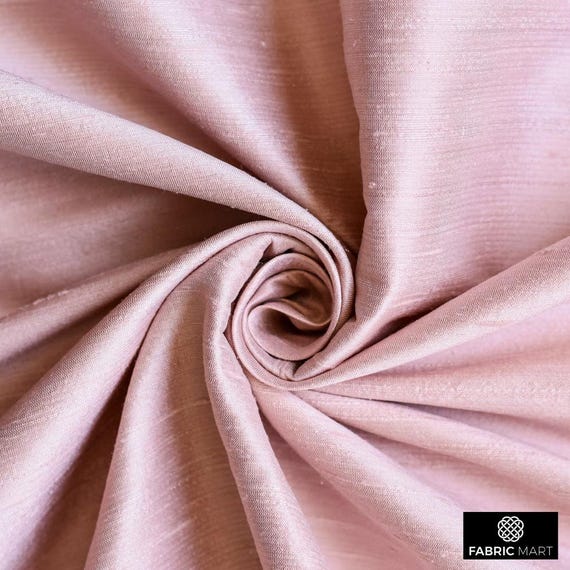 Pastel Peach 100% Pure Silk Fabric By The Yard / Metre, 41 inch Pure Dupioni Silk Fabric, Lustrous Slubbed Silk fabric for Drapes, Curtains