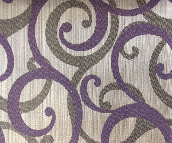 Purple Scrolls Fabric By Yard Purple Curtain Fabric Upholstery Etsy