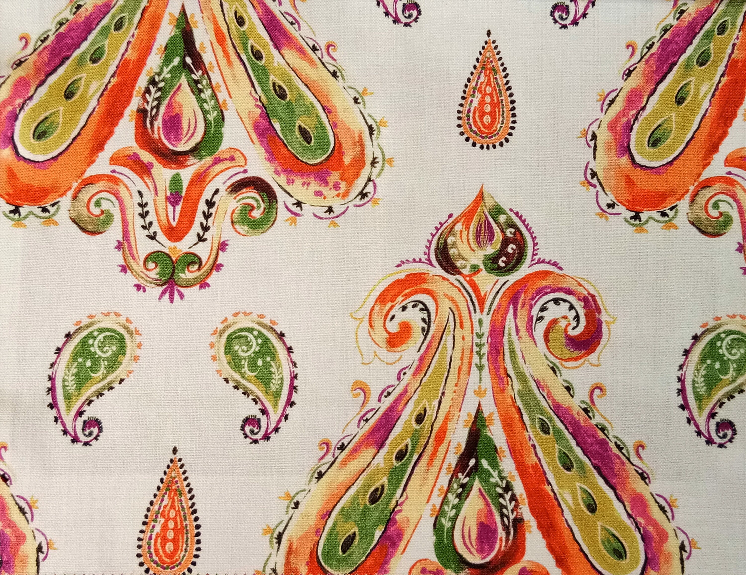 Royal Orange Damask 100 Cotton Spun Fabric By The Yard Etsy