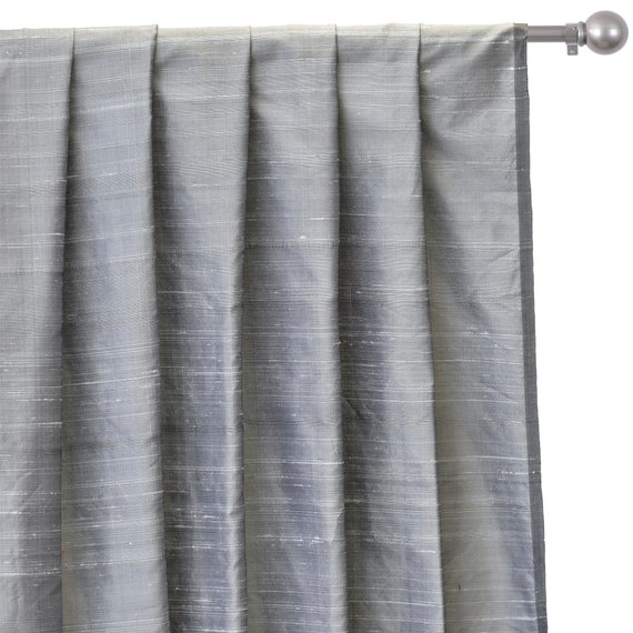 Grey Silk Dupioni Curtain Panels Rod, What Is Faux Silk Curtains Made Of