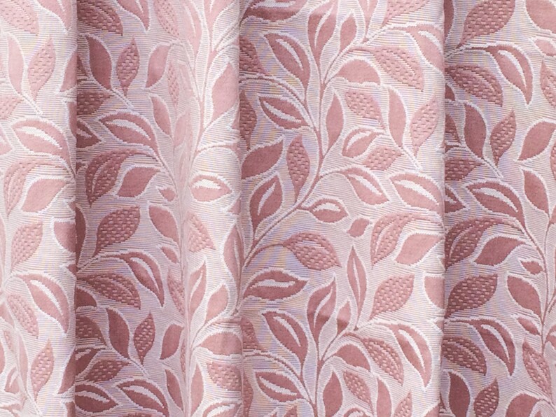 Dusty Pink Leaves Curtain Fabric By The Yard Upholstery Fabric Etsy