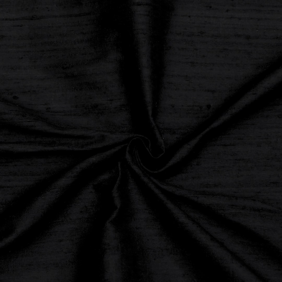 Black 100% Pure Silk Fabric by the Yard, 41 Inch Pure Dupioni Silk ...