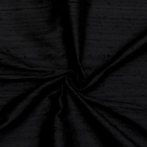 Black 100% Pure Silk Fabric by the Yard, 41 inch Pure Dupioni Silk Fabric, Luxurious Slub Silk fabric for Drapery, Curtains, Bridal Dresses