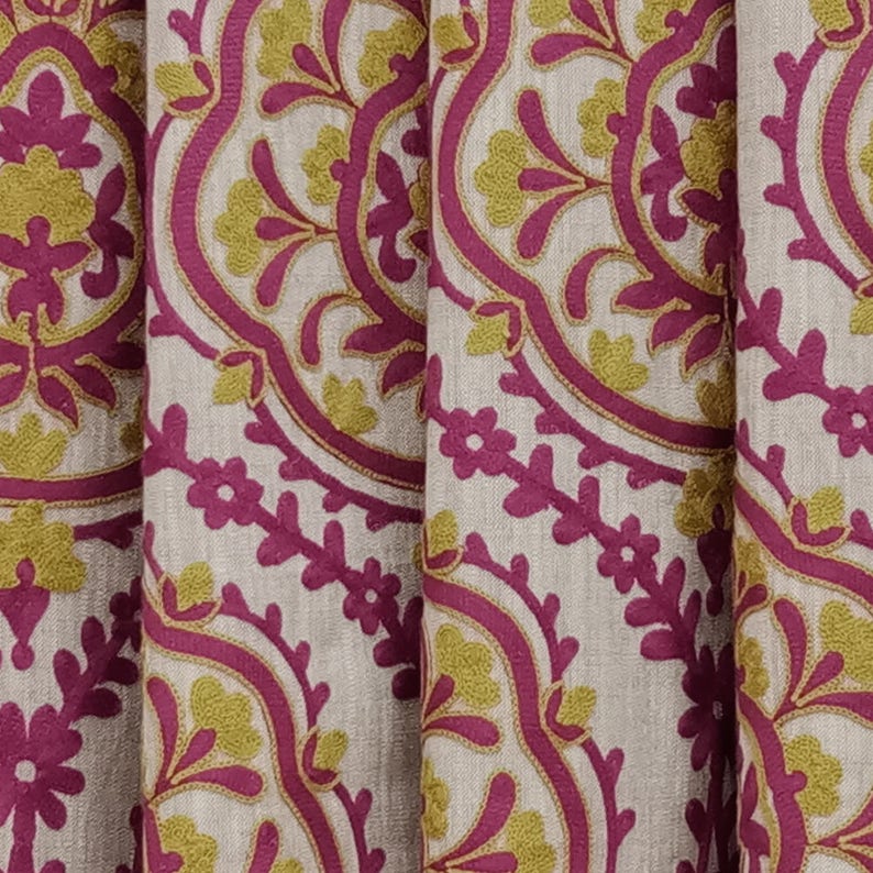 Lime Green and Fuchsia Pink Damask Curtain Fabric by the Yard Etsy