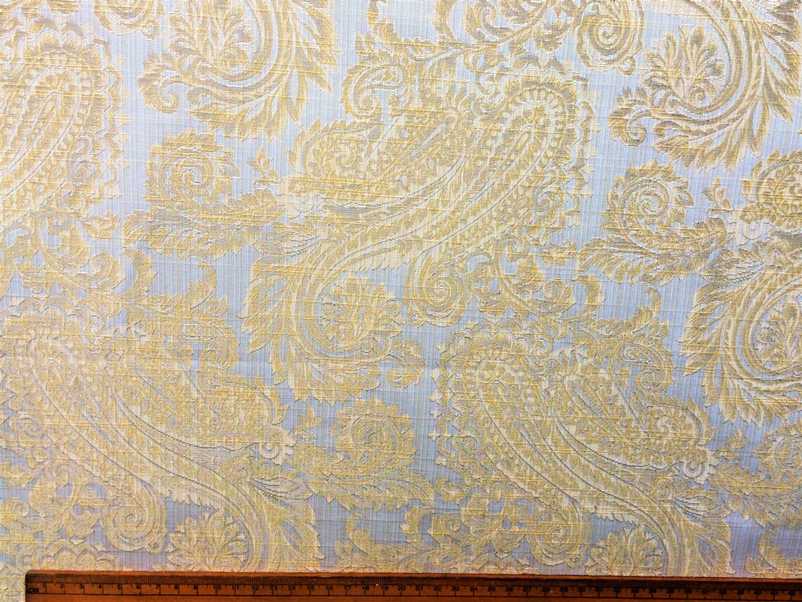 Mustard Yellow Paisleys Curtain Fabric by the Yard Upholstery Etsy