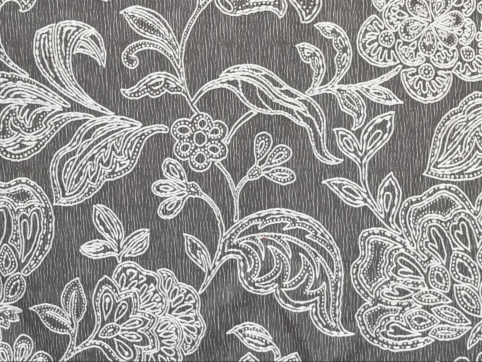 Gray & Ivory Floral Curtain Fabric by the Yard Upholstery Etsy
