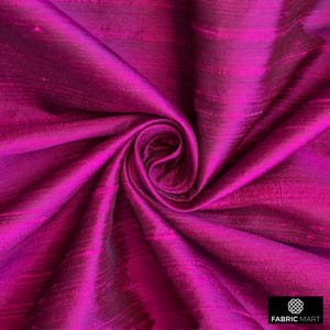 Dark Fuchsia Pink Silk Fabric By The Yard / Metre, 41 inch Dark Fuchsia Pink Silk Dupioni Fabric, Slub Silk Weave fabric for Bridal Dress