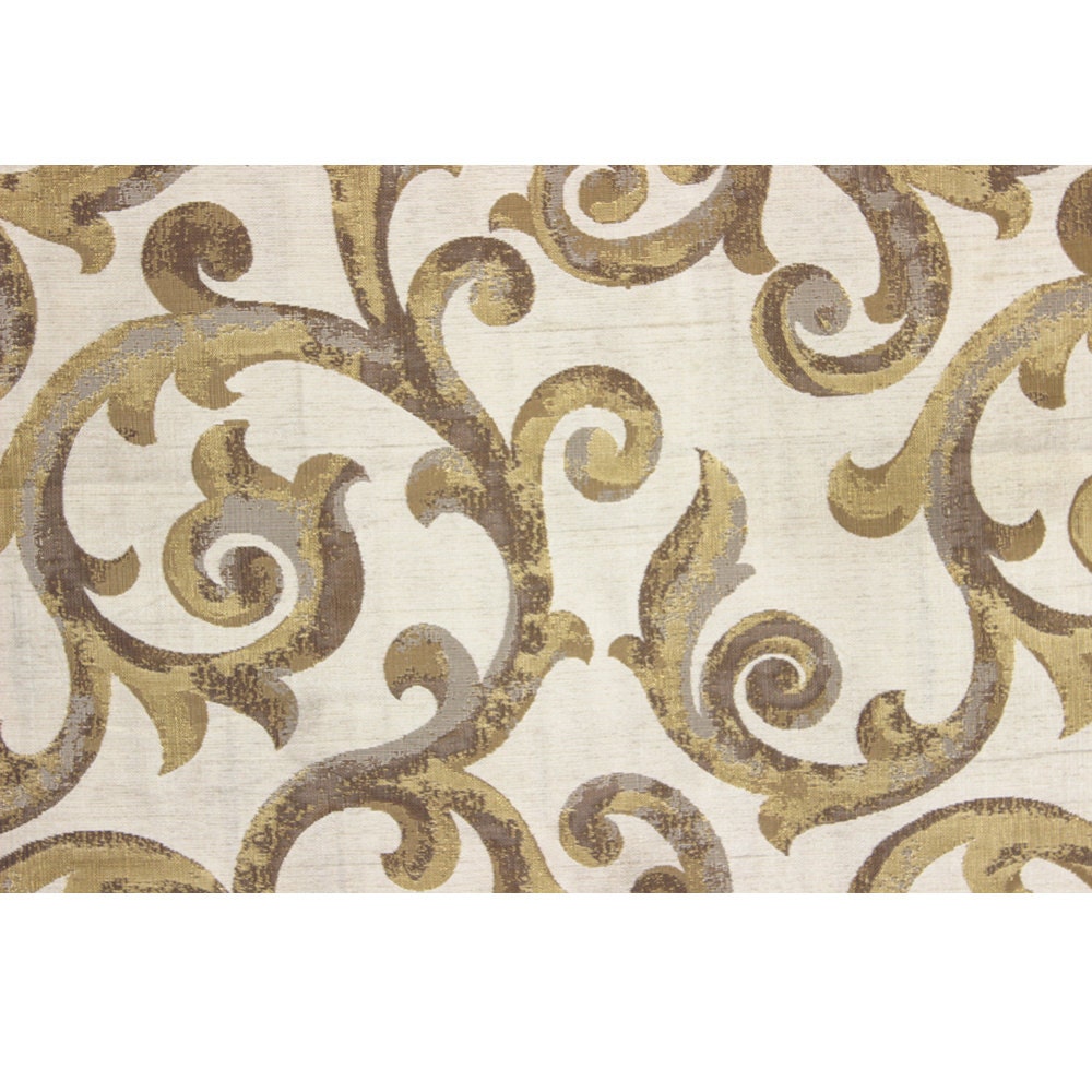 Textilien Polster Stoff Gewebt Jacquard Paisley Blumen Jeweltones//Elfenbein