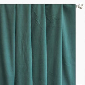 Teal Green Velvet Curtain Panels, Window Treatment (Rod Pocket, Grommet, Box Pleat, Three Pinch Pleat, Tab Top and Plain Ring Top)