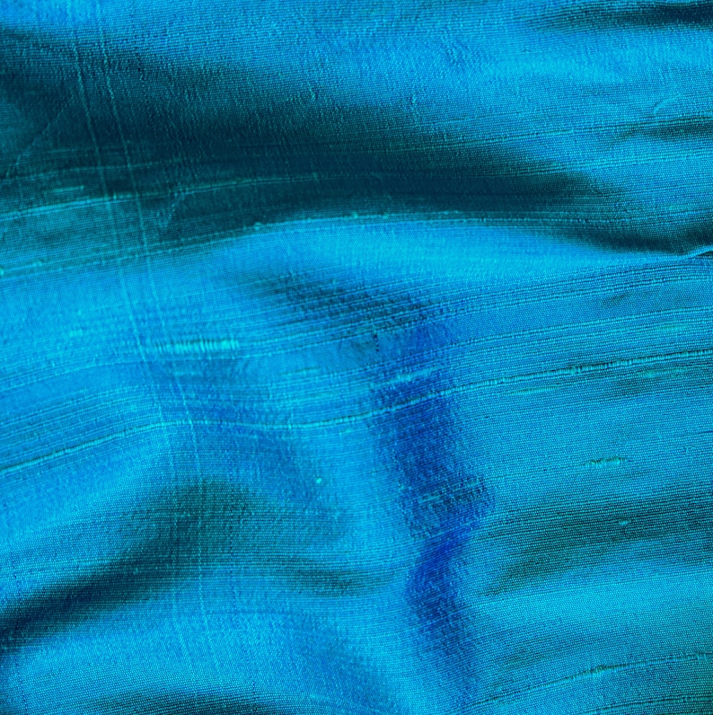 Blue and Turquoise Silk Fabric by the Yard Silk Fabric Silk - Etsy