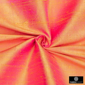 Pink and Yellow Silk Fabric By The Yard / Metre, 41 inch Pink Yellow Dupioni Silk Fabric, Wholesale Slub Silk fabric for Dress, Curtains