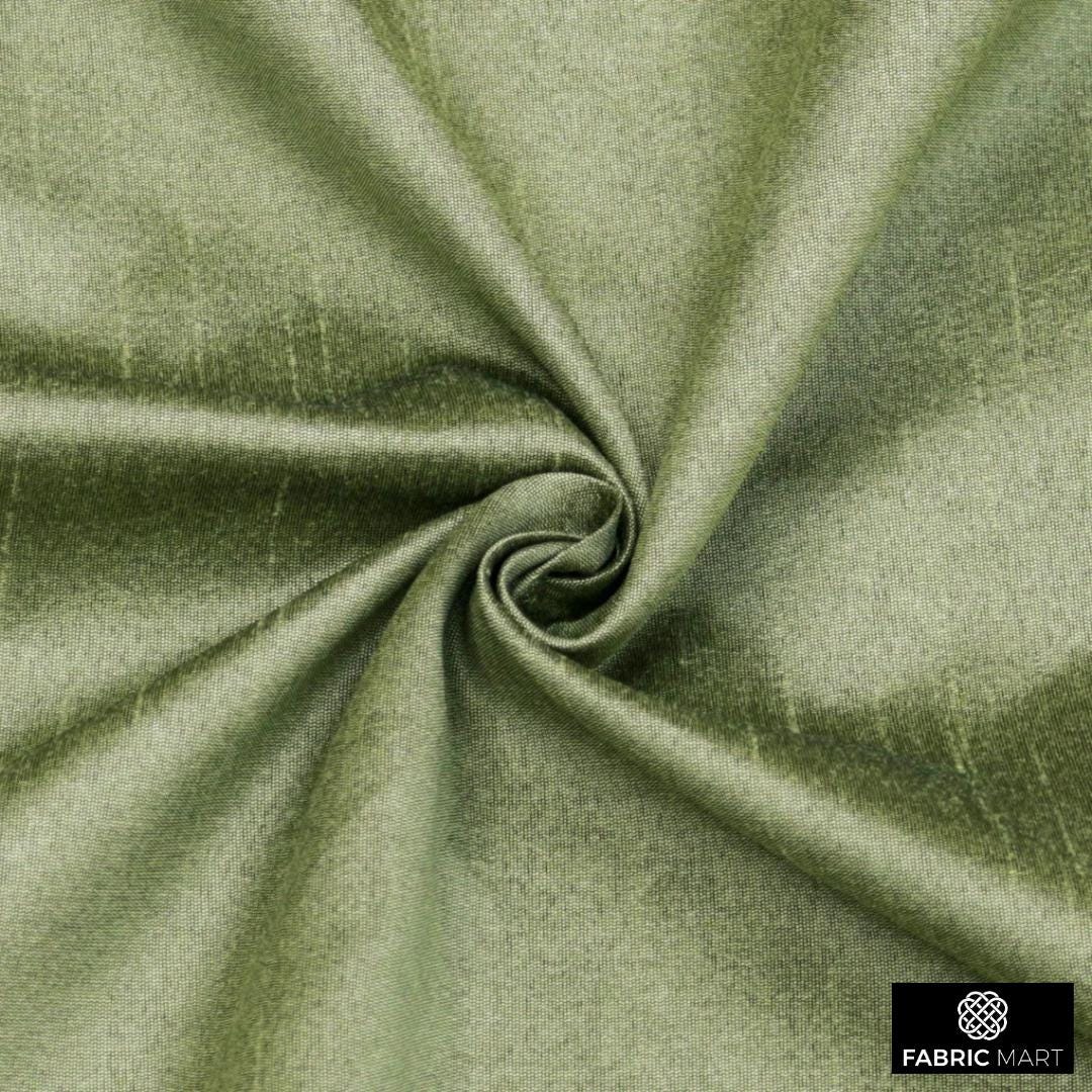 Taupe Green Art Silk Fabric By The Yard / Metre, Faux Silk Curtain Fabric, Dress Fabric, Wholesale Art Silk Fabric, Slub Faux Silk Fabric