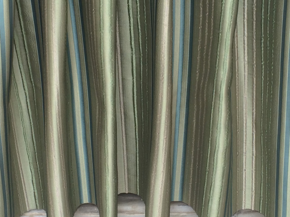 Green Stripes Curtain Drapes Curtain Panels Custom Curtains Etsy