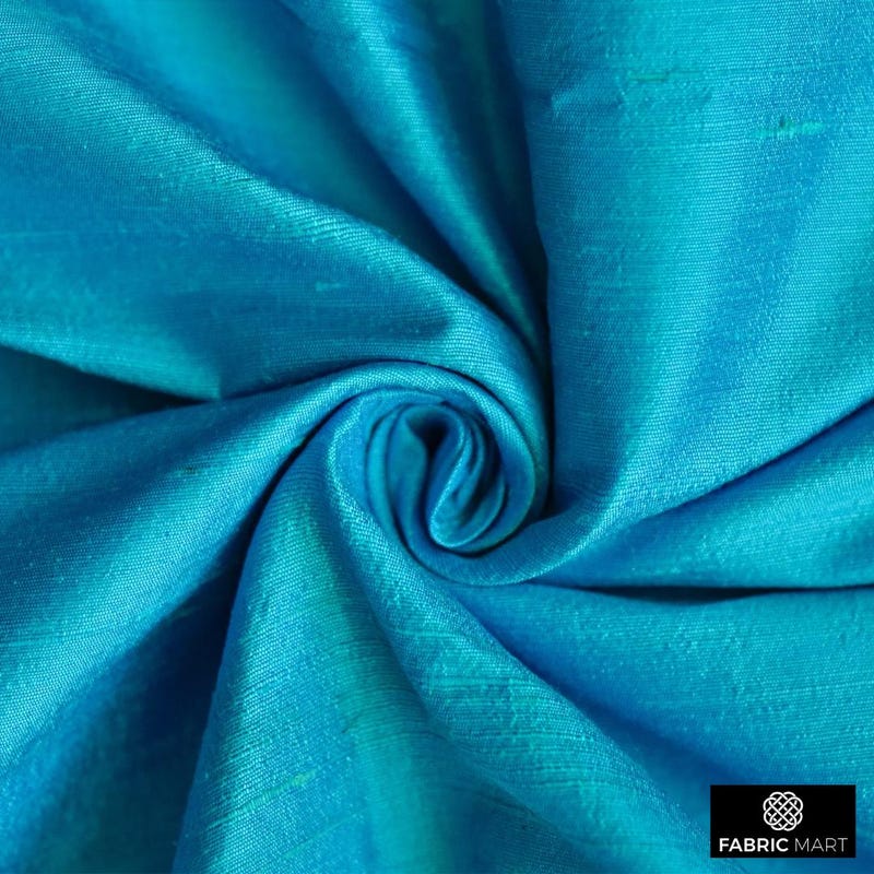 Sea Blue Dupioni Silk Fabric main image 0