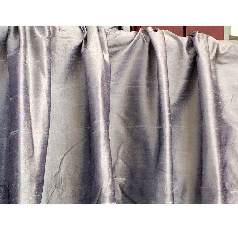 Grey 100 Percent Pure Silk Dupioni Grommet Unlined Curtain | Etsy