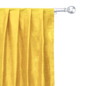 Bright Yellow 100% Pure Silk Dupioni Curtain Panels (Rod Pocket, Grommet, Box Pleat, Three Pinch Pleat, Tab Top and Plain Ring Top)