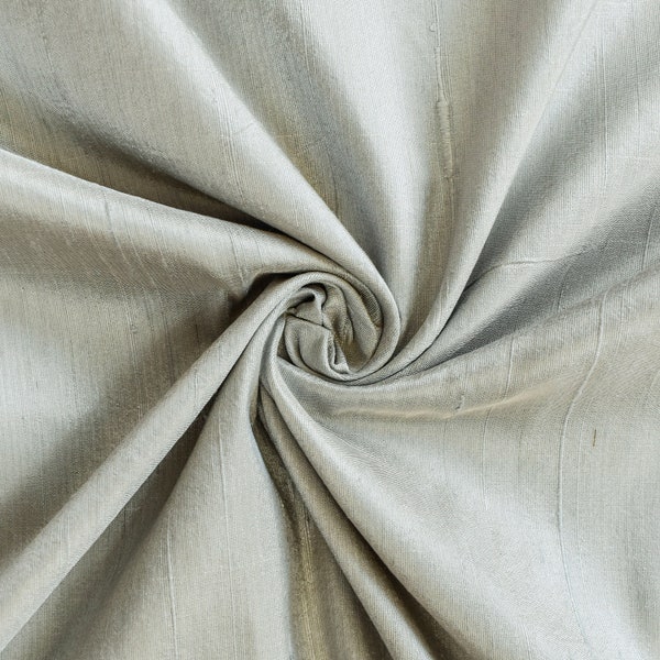 Light Gray Silk Fabric by the Yard, 41 inch Light Gray Dupioni Silk Fabric, Wholesale Slub Silk fabric for Drapes, Curtains, Wedding Dress