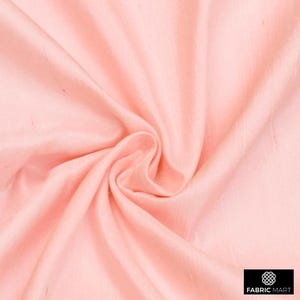 Peach Pink Silk Fabric By The Yard / Metre, 41 inch Peach Pink Dupioni Silk Fabric, Wholesale Slub Silk fabric for, Curtains, Wedding Dress
