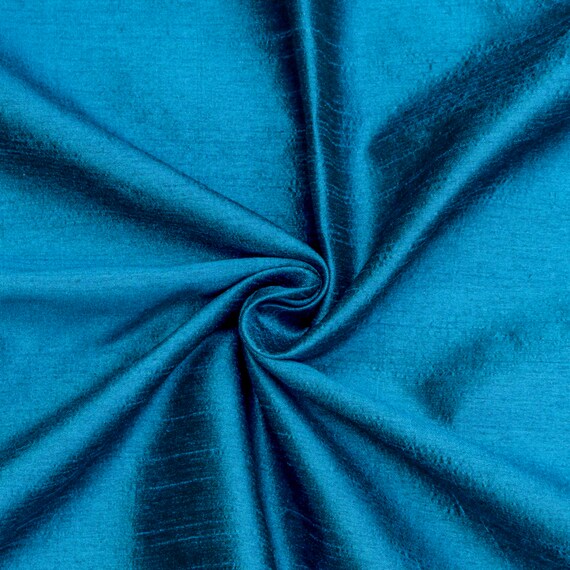 Peacock Blue Art Silk Fabric by the Yard Faux Silk Curtain Fabric